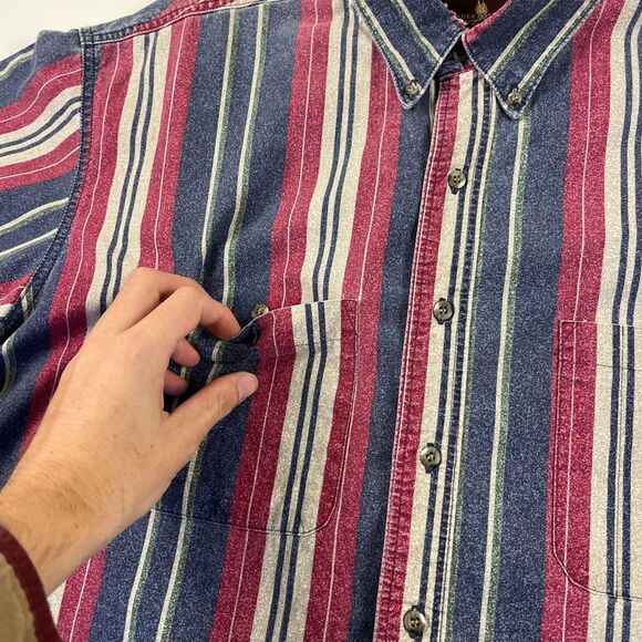 1990s striped shirt by Timbercreek by Wrangler, vintage L to XL button down - Picture 8 of 10